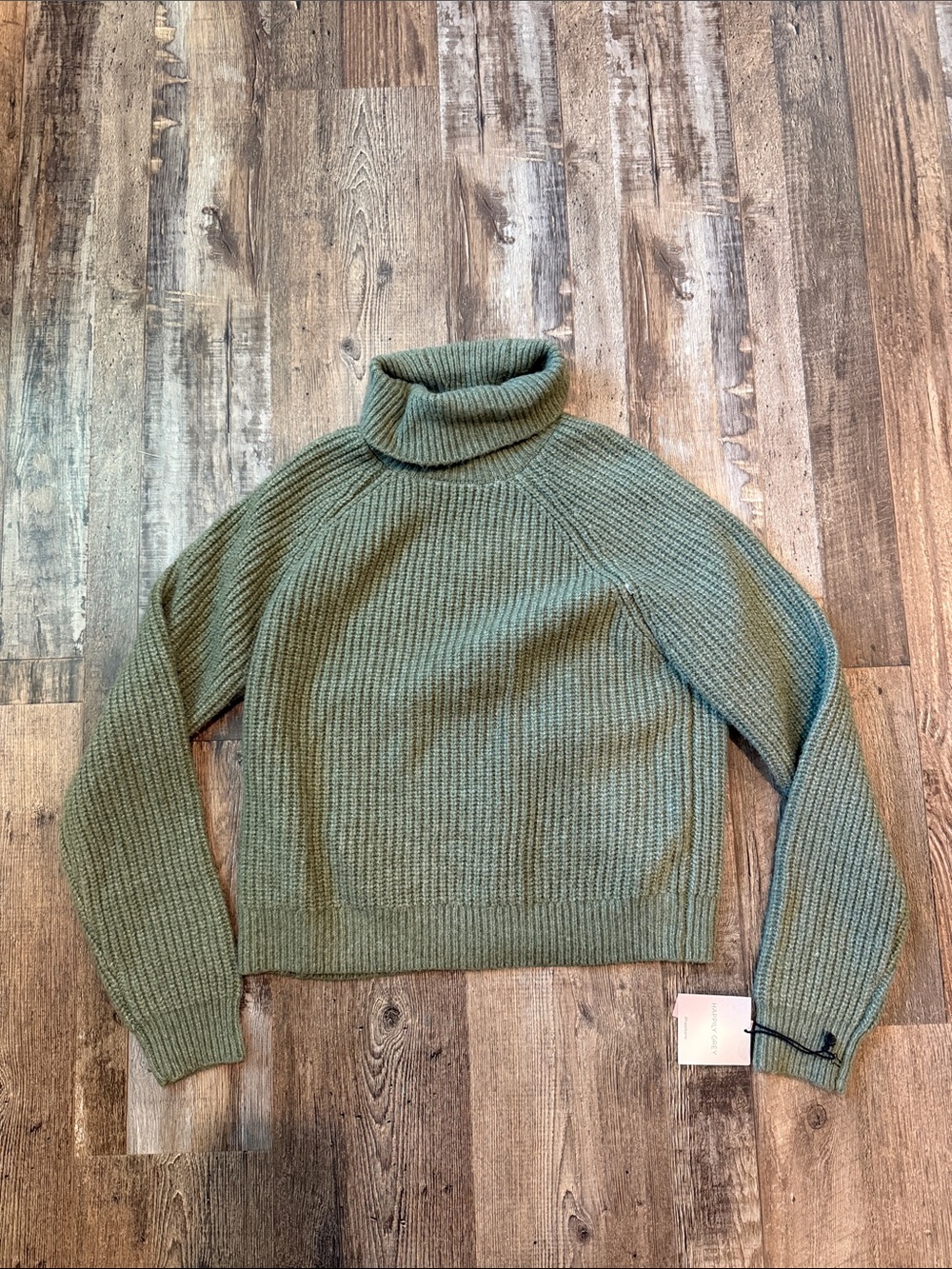 Turtleneck Rib-Knit Sweater in Hunter Green